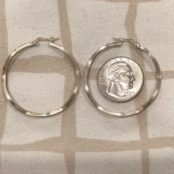 Large Wavy Sterling Silver Hoop Earrings